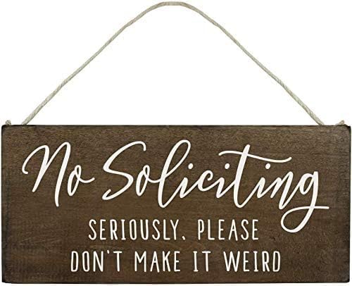 Rustic Wooden Signs Door Hanging Plaques with Saying No Soliciting, Seriously, Please Don't Make It