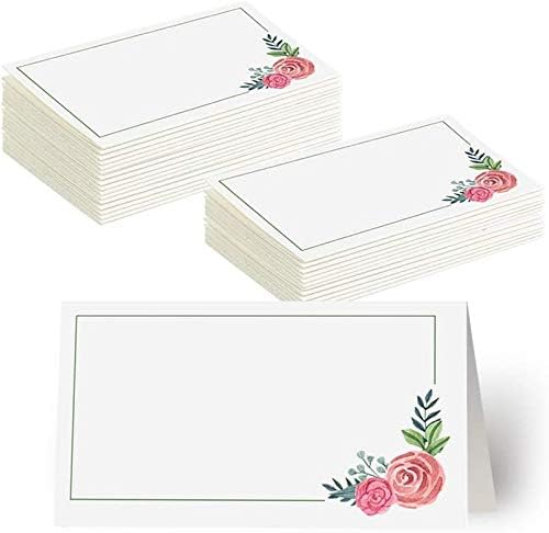 100Pcs Place Cards, Elegant Table Cards with Floral, Rustic Texture Seating Cards, Kraft Paper Name