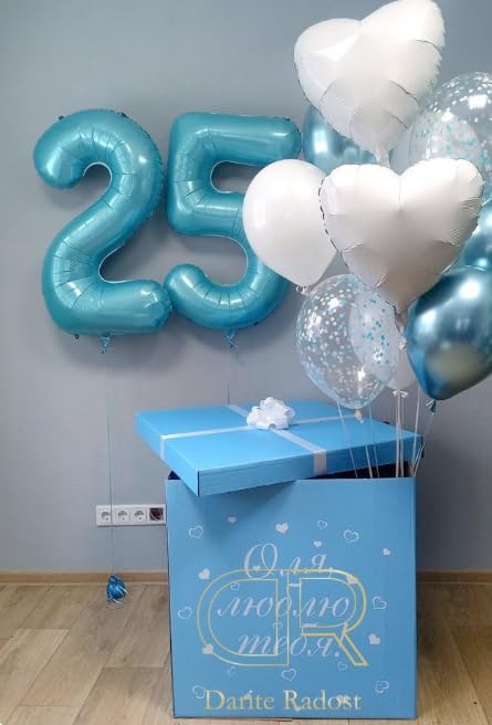 Pearl Blue 40 Inch Large Number 5 Birthday Balloon, Five 5th 15 25 35 50 55 Birthday Celebration