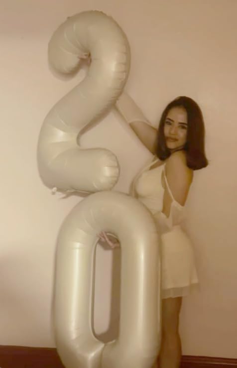 Cream White 0 Number Balloon 40 Inch, 0 Decorations for 10 20 30 40 50 60 70 80 90 100Birthday