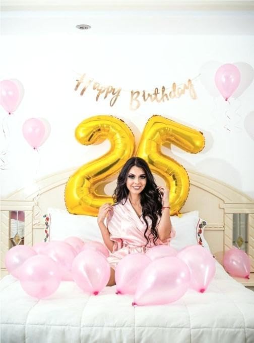 Gold 40 Inch Large Number 25 52 Birthday Balloon, 25 52 Birthday Decorations, Foil 25 52 Mylar