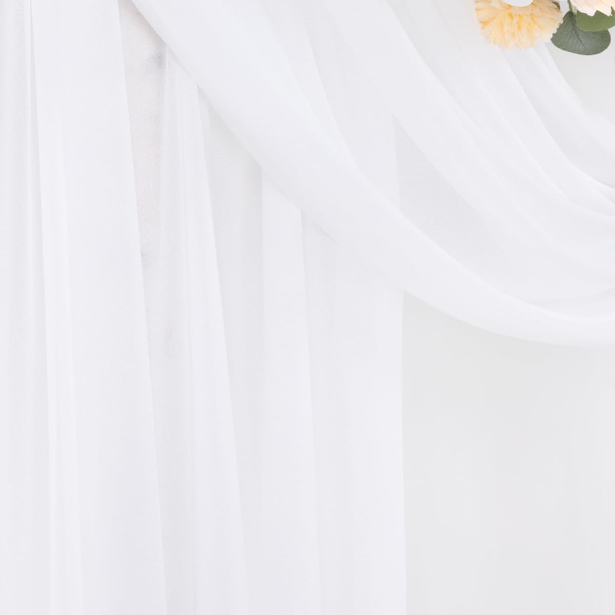White Wedding Arch Draping Fabric 2 Panels 29" x 20 FT White Drapes for Backdrop Sheer Curtains