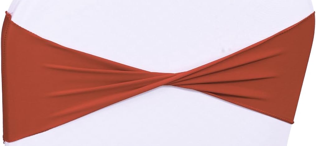 VDS Pack of 250 PCS | Terracotta | Spandex Chair Sashes Bows Without Buckle | Stretch Elastic
