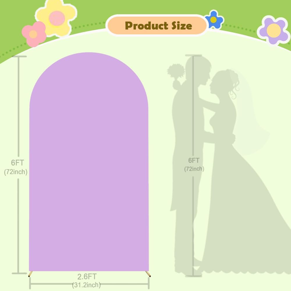Purple Arch Cover 6ft Lavender Spandex Fitted Round Top Back Drop Covers Chiara Backdrop-Cover