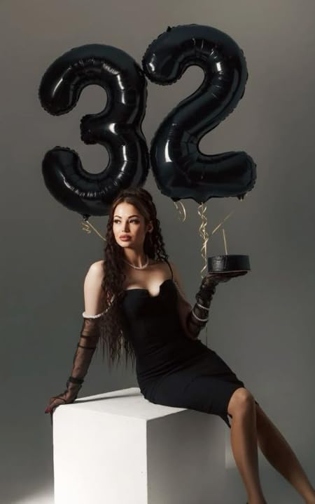 40 Inch Black 3 Large Number Balloon, 3 13 23 30 33 36 38 Black Birthday Party Decorations, Numbers