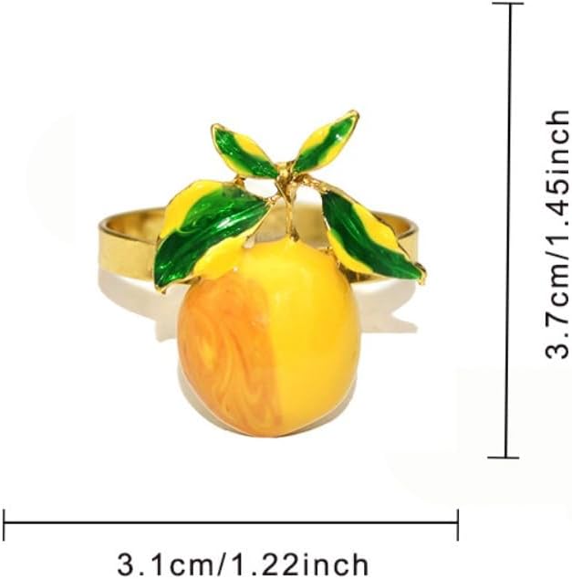 Lemon Napkin Rings Set of 6, Elegant Citrus-Themed Tableware for Summer Parties,Weddings