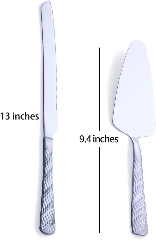 Silver Cake Cutting Set, Stainless Steel Cake Knife and Server Set, Cake Pie Cutter Set for