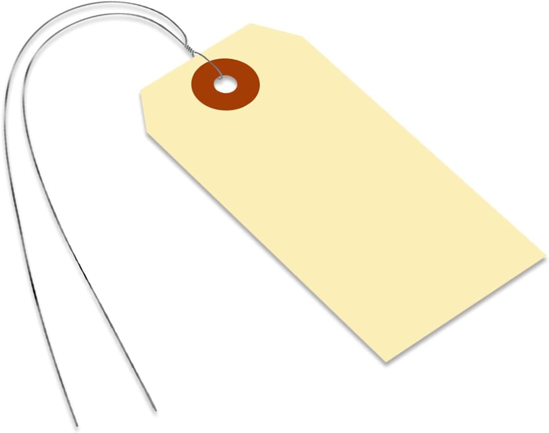 SmartSign Blank Manila Shipping Tags with Wire, Size-3, Pack of 1000, 13pt Thick Prewired Cardstock