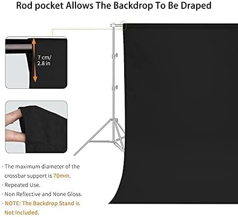 10 x 10 FT Black Backdrop Background, 100% Polyester Photography Backdrop Foldable Washable Black