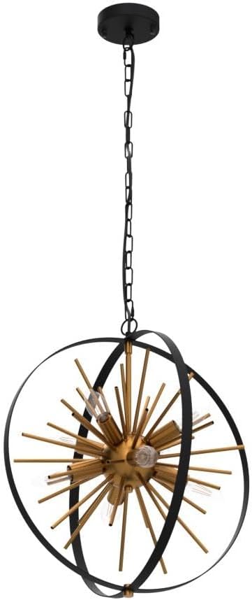 17.72'' Black Gold 8-Light Globe Sputnik Chandelier Modern Industrial Adjustable Hanging Ceiling