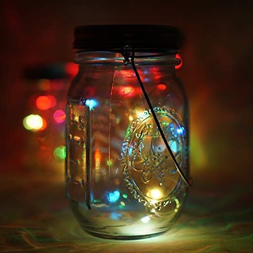 Solar Mason Jar Lights, 6 Pack 10 LED Jar Lid String Lights with 6 Hangers(No Jars), Waterproof