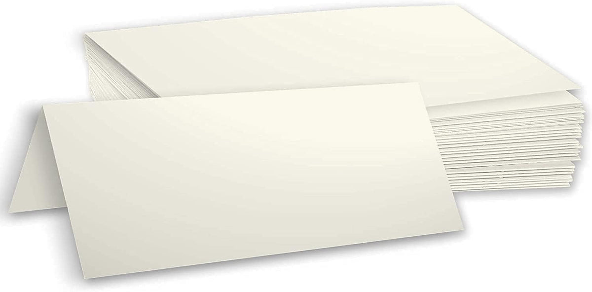 Hamilco Blank Tent Name Place Table Cards 3 1/2" x 11" Folded Card Stock - Cream Cardstock Paper