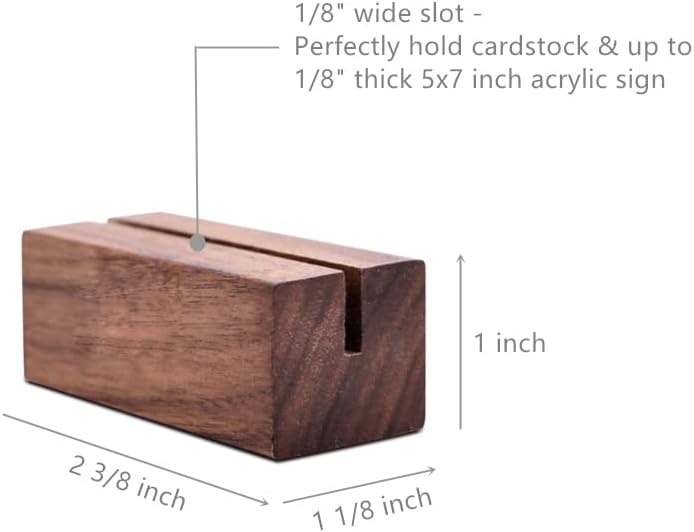 UNIQOOO 20 Pack Place Card Holders | Rustic Walnut Wood Escort Cards Display Stands | Table Number