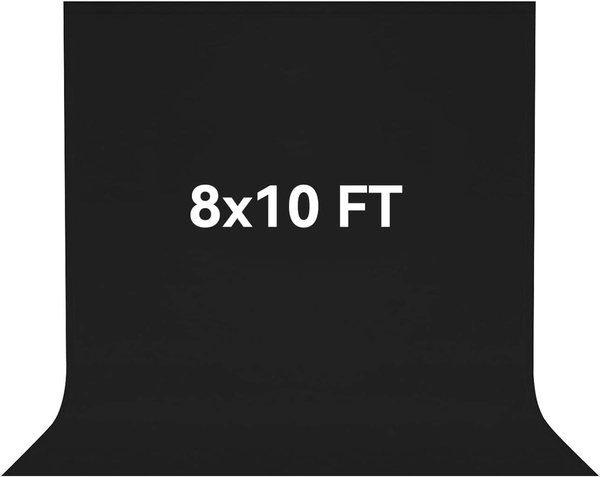 8X10 FT Black Backdrop, 100% Polyester Photography Background Curtain Screen, Foldable Black Screen