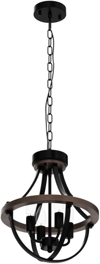 Farmhouse Chandelier, Modern Hanging Pendant Lighting, 4-Light Rustic Ceiling Light Fixture