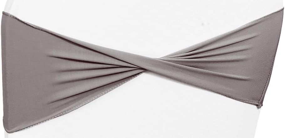 MDS Pack of 50 Spandex Chair Sashes Bows Elastic Stretch Dining Chair Bands Ties Without Slider