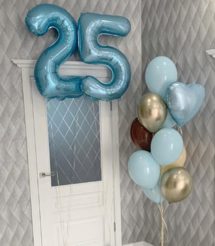 Pearl Blue 40 Inch Large Number 5 Birthday Balloon, Five 5th 15 25 35 50 55 Birthday Celebration
