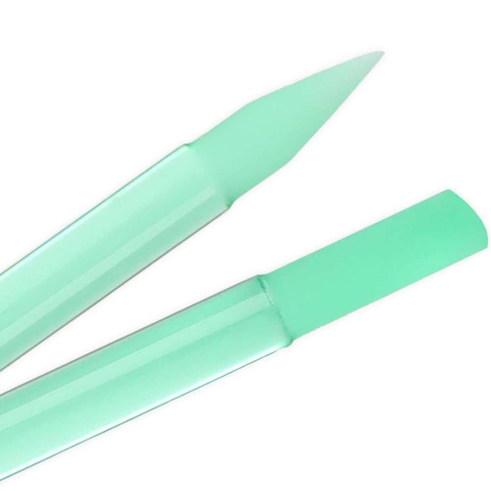 Bona Fide Beauty Czech Glass Cuticle Pusher (Jade Color) with Microfiber Sleeve, Gentle Manicure