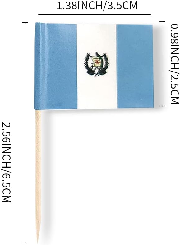 Guatemala Flag Guatemalan Flag, Small Mini Guatemala Toothpick Flags for Food, Cupcakes, Cocktails