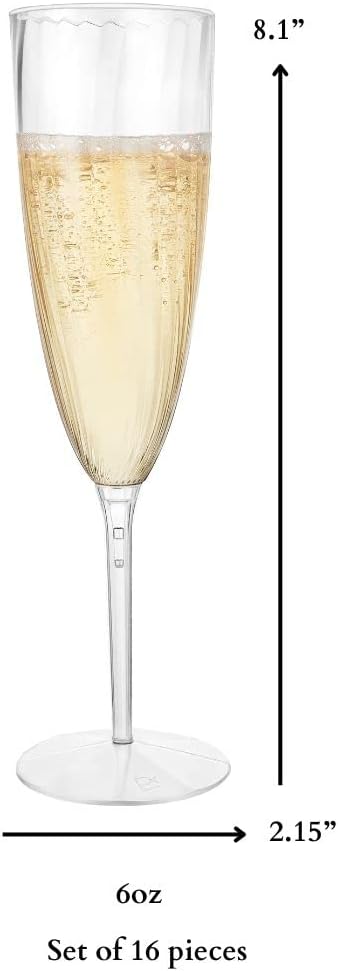 Lillian Tablesettings Premium Champagne Flutes 6 oz. Clear Hard Plastic 1-Piece Disposable Glasses