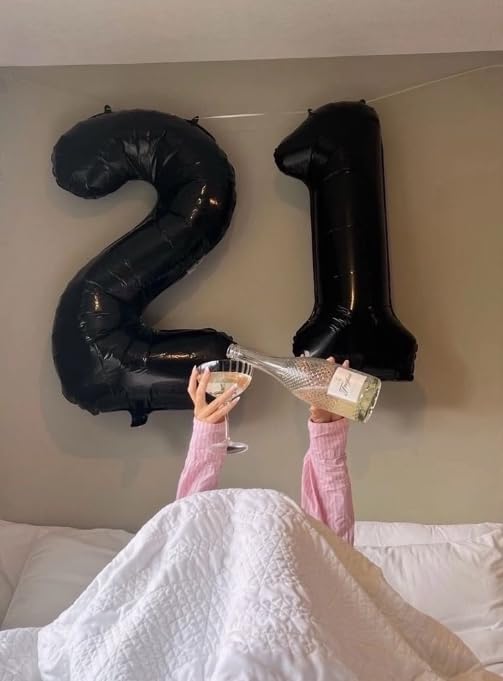 Black Number 1 Balloon 40 inch, Numbers 1 Birthday Balloons for Boy Girl, Black Foil One Balloon