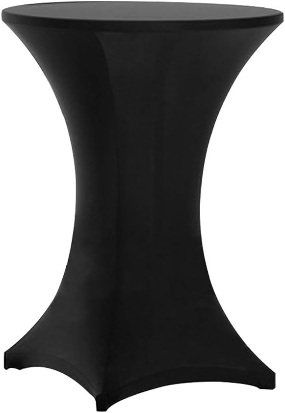Tina's 10 Pack 30x42 Inch Highboy Spandex Cocktail Table Covers Black, Fitted Stretch Cocktail
