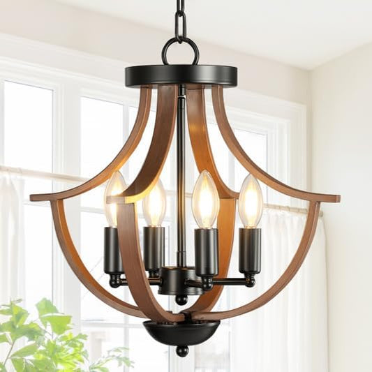 Farmhouse Chandelier,4-Light Modern Hanging Pendant Lighting,Rustic Vintage Ceiling Chandelier