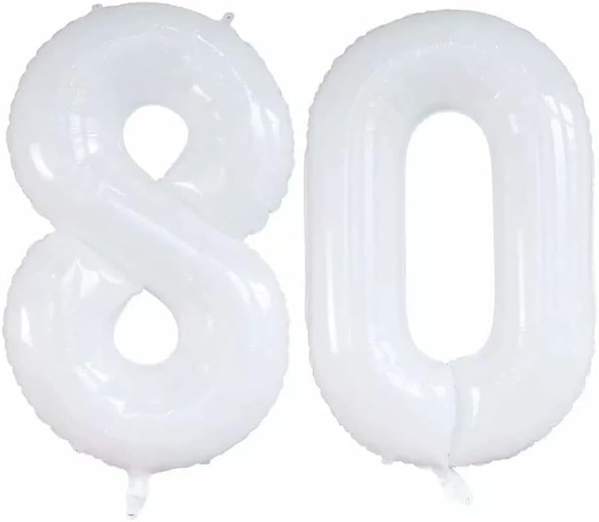 GOER Number 80 Balloons for 80th Birthday Party Decorations,42 Inch Jumbo Foil Helium Balloons for