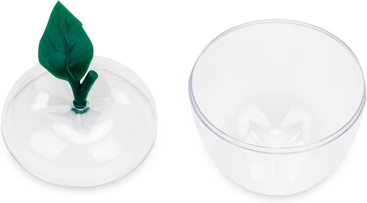 Tevrel Large Clear Apple Container (Pack of 2) – Apple Shaped Plastic Candy Jars for Gifts, Teacher