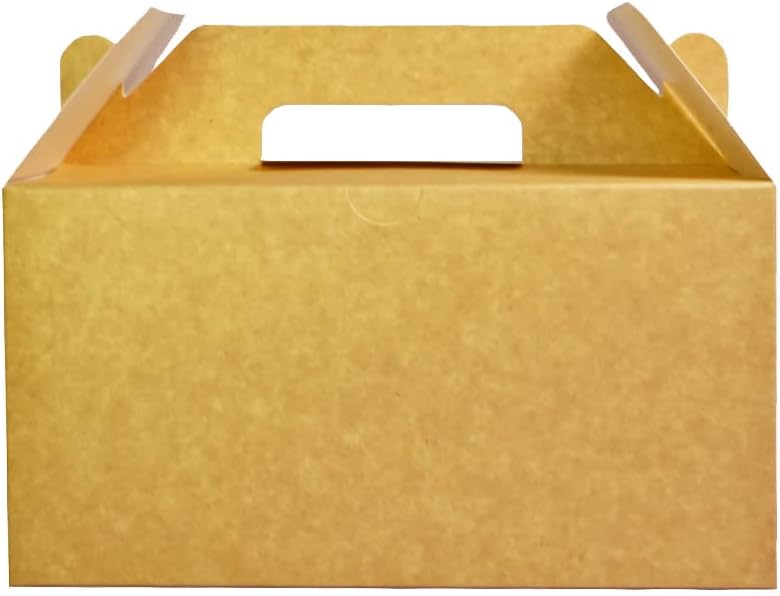 PandaPandaPPS 50 Pack Brown Gable Boxes (8.25"×5"×4") for Foods, Gifts and Party Favors, Treat