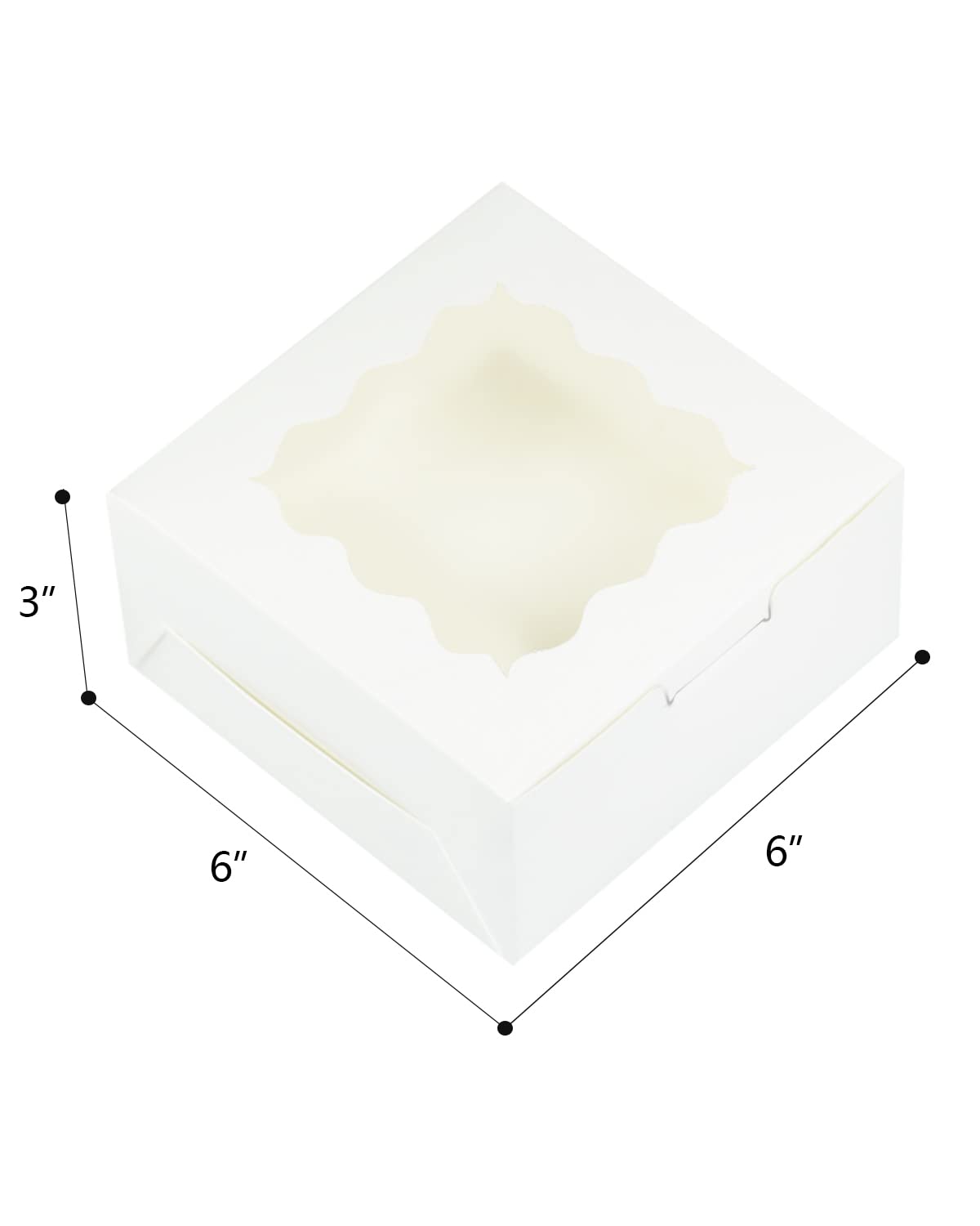 Bakepacker 100pcs White Cookie Boxes 6x6x3 inches Easy Assemble Macaroon Pastry Boxes Bakery Boxes