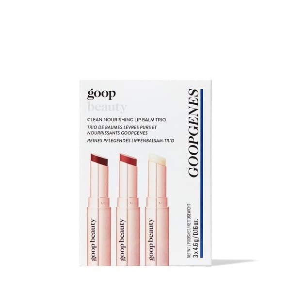 goop Beauty Lip Balm Trio | Clean Moisturizer for Chapped, Cracked & Dry Lips | Clear, Garnet, &