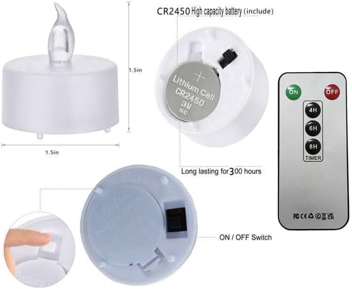 Tea Light Candles with Remote Control,Flickering Flameless LED Candle,Long Lasting