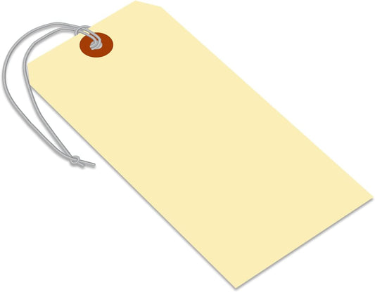SmartSign Blank Manila Shipping Tags with Elastic Strings - Pack of 100, Size-8, 13pt Thick