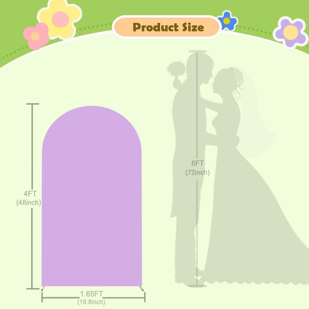 Wedding Arch Cover - Lavender Spandex Arch Backdrop for Stand - Double Sided - Purple - 4ft - Baby