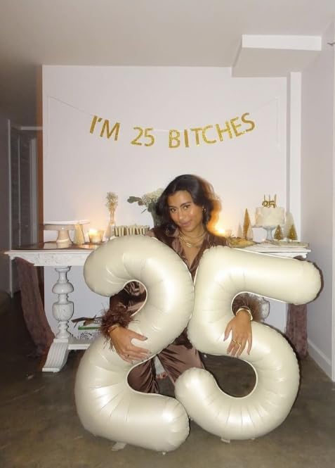 Big Cream White 2 Number Balloon 40 Inch Birthday Decoration, Number 2 Helium Balloon 12 20 22 23