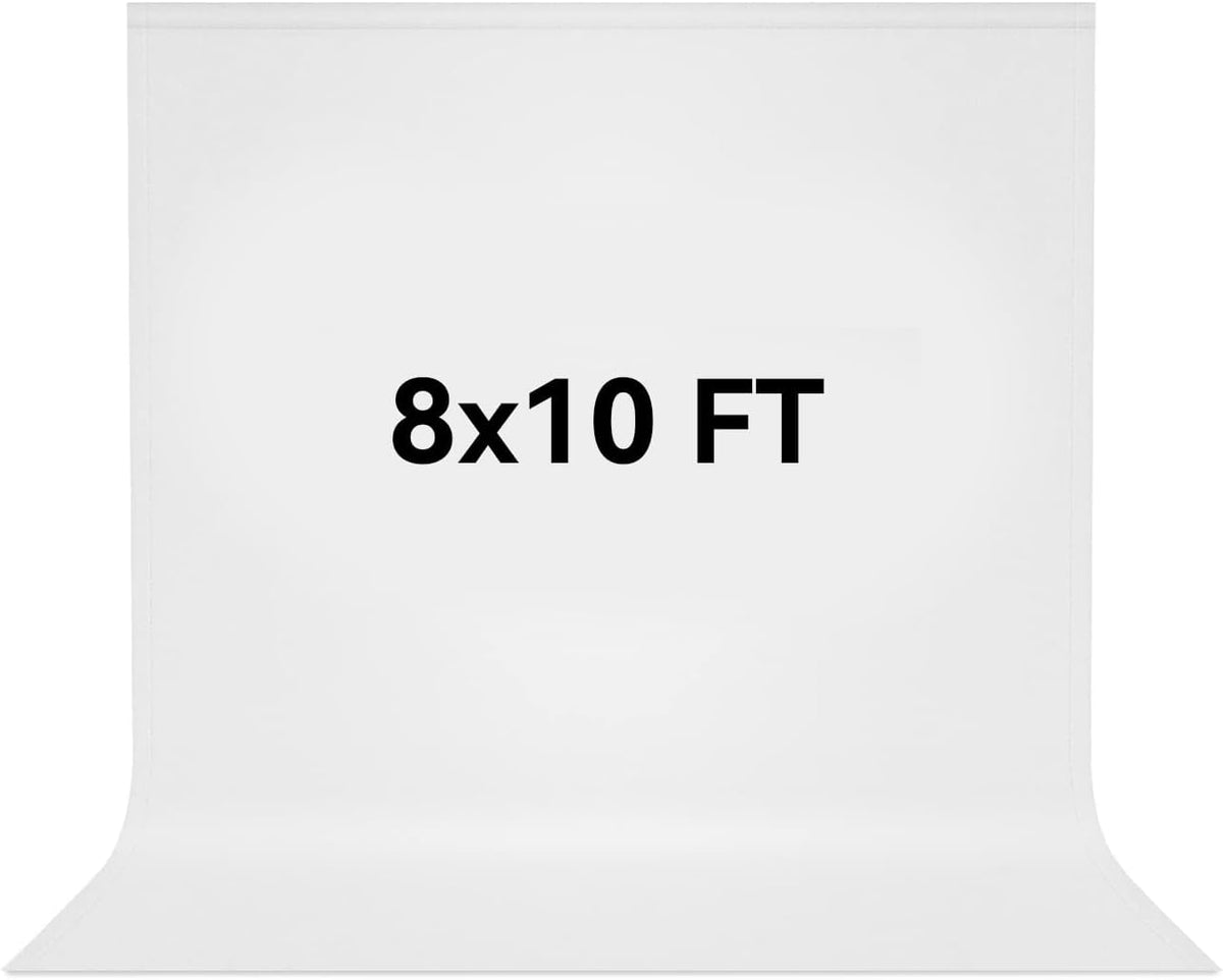 8X10 FT White Backdrop, 100% Polyester Photography Background Curtain Screen, Foldable White Screen