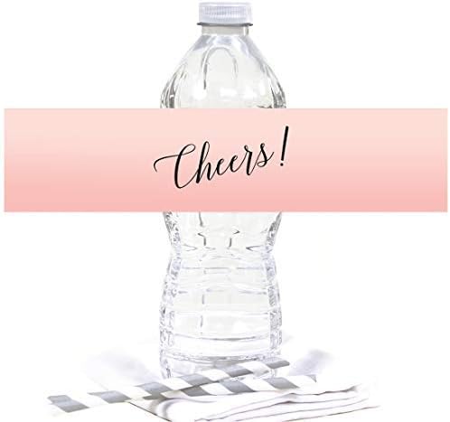 Andaz Press Blush Pink Rose Elegant Party Collection, Waterproof Water Bottle Labels, Cheers!