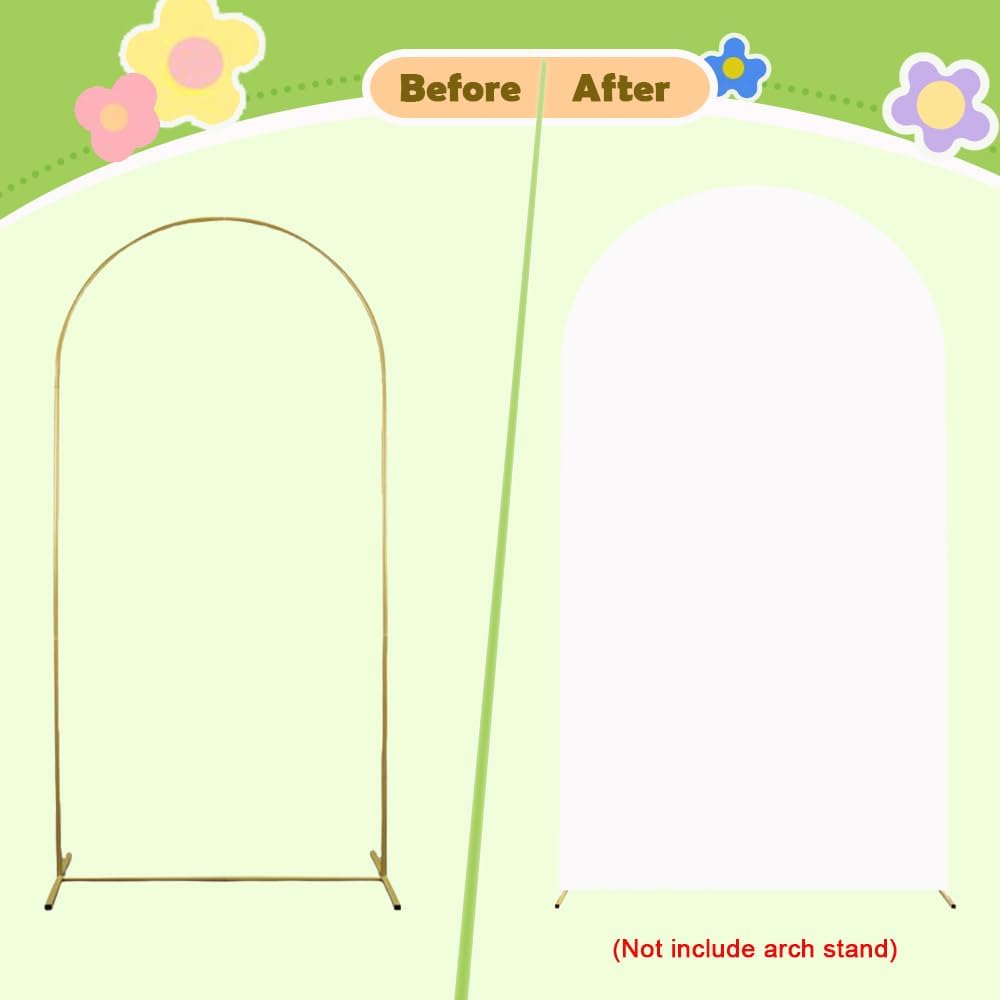 White Wedding Arch Cover Spandex Fitted Arch Covers Stretchy Backdrop 7.2ft Arch Cover for Round