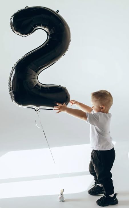 40 Inch Big Black Number 2 Balloon Birthday Decoration, Numbers 2 Helium Balloons 12 20 22 23 24 26
