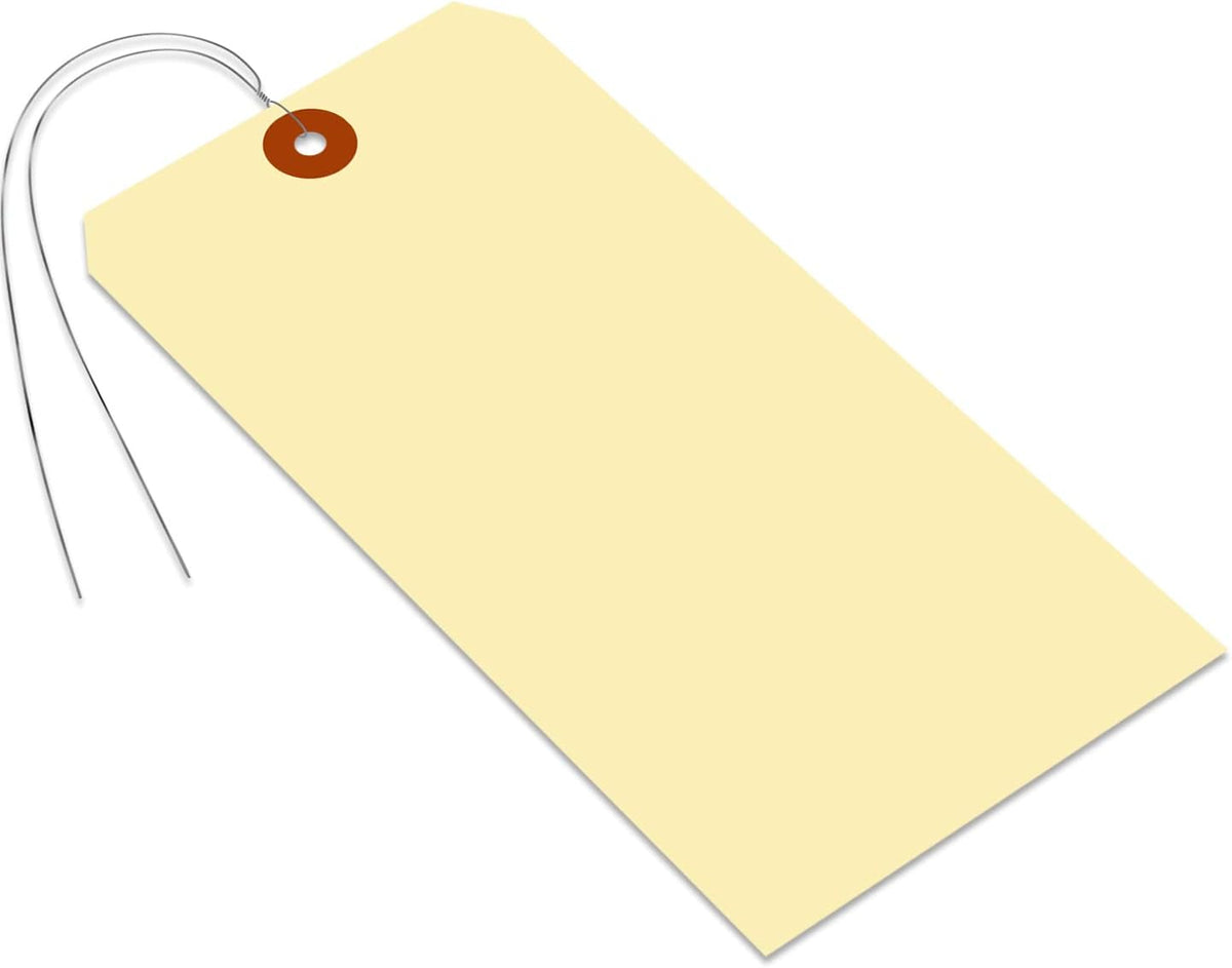SmartSign Blank Manila Shipping Tags with Wire, Size-12, Pack of 50, 15pt Thick Prewired Cardstock