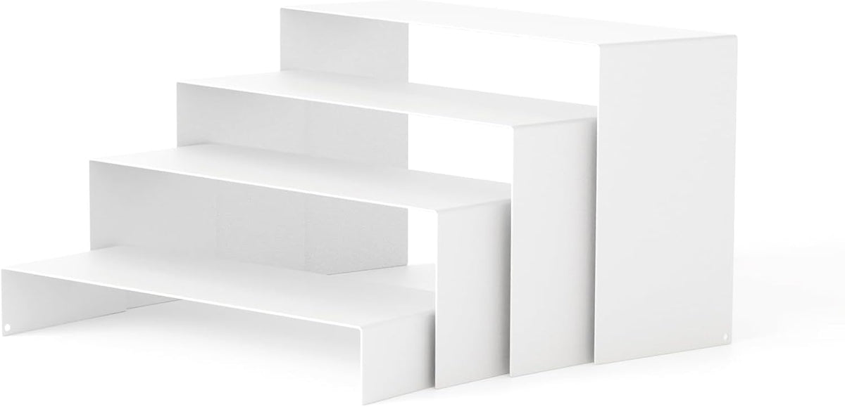 Black Matte Metal Display Stand,8 Pcs 2 Set Display Risers, Metal Rectangular Display Shelf for