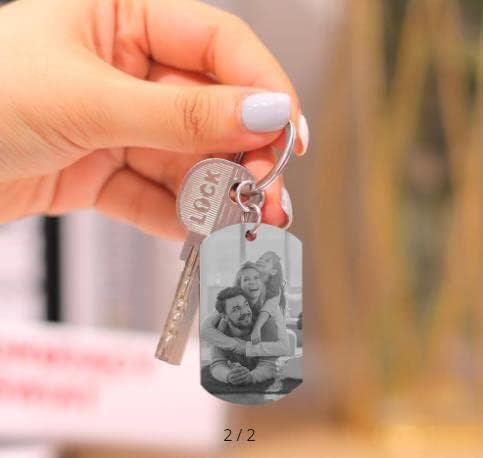 Personalized Double-sided Photo Text+Icons Keychain Drive Safe Boy Girlfriend Pet Memorial
