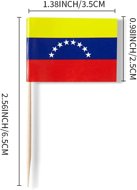 Venezuela Flag Venezuelan Flag, Small Mini Venezuela Toothpick Flags for Food, Cupcakes, Cocktails