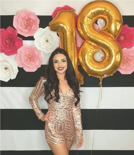Helium Foil Gold Number 8 Balloon 40 Inch, Mylar Eight Numbers 8 18 28 38 48 58 80 88 Birthday
