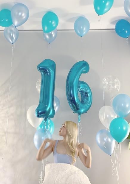 Pearl Blue 1 Number Balloon 40 inch, Number 1 Birthday Balloon for Boy Girl, Pearl Blue Foil One