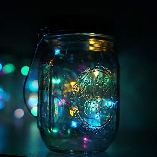 Solar Mason Jar Lights, 6 Pack 10 LED Jar Lid String Lights with 6 Hangers(No Jars), Waterproof