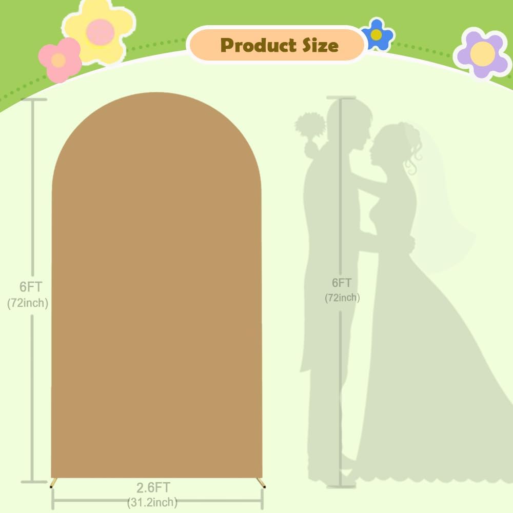 Khaki Wedding Arch Cover 6FT Spandex Arches Cover Brown Round Top Chiara Backdrop Cover Tan Arch