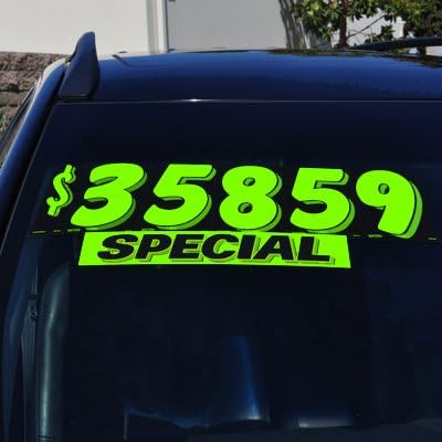 Ez-line Vinyl Windshield Stickers 3 Dozen 15 Inch Chartreuse Slogan Dealership Pro Pack for Car
