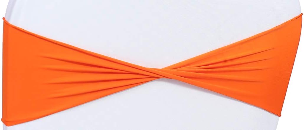 VDS Pack of 200 PCS | Orange | Spandex Chair Sashes Bows Without Buckle | Stretch Elastic Banquet